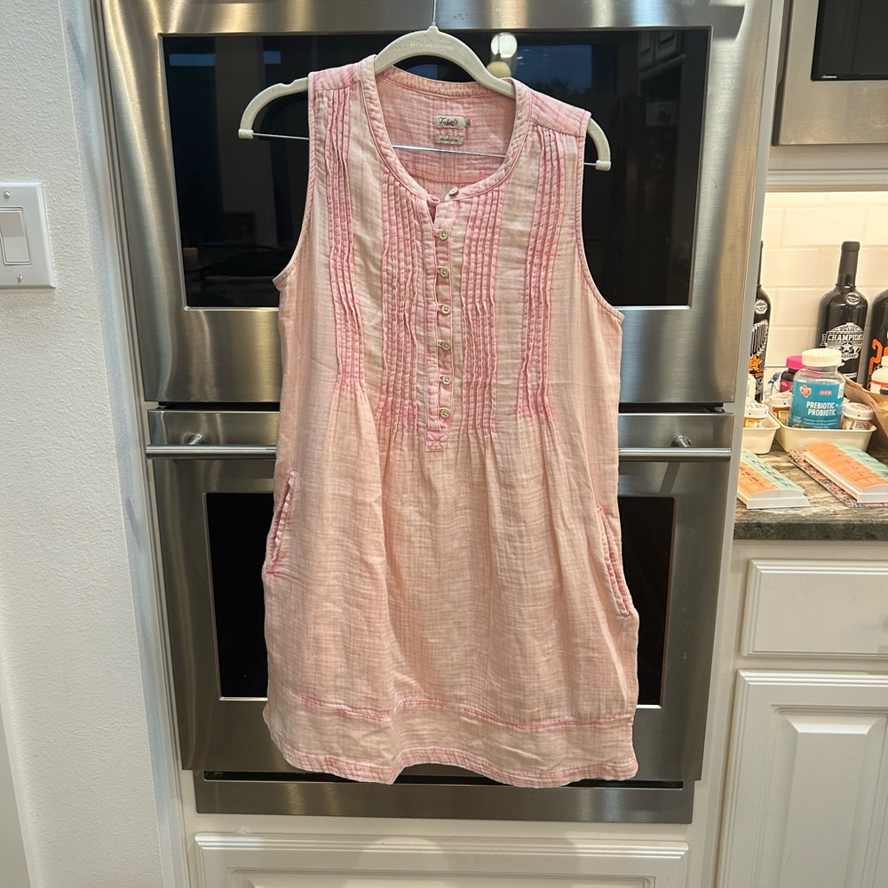 Faherty Light Pink Sleeveless Pintuck Dress